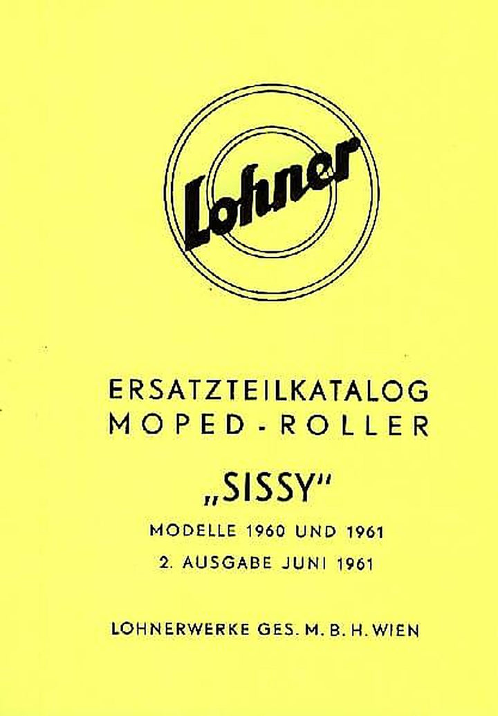 Lohner Moped-Roller Sissy, Modelle 1960/61, Ersatzteilkatalog, Buchcover