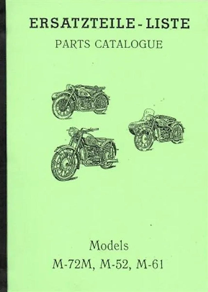 Moskva M-72M M-52 M-61 Spare Parts List, Buchcover