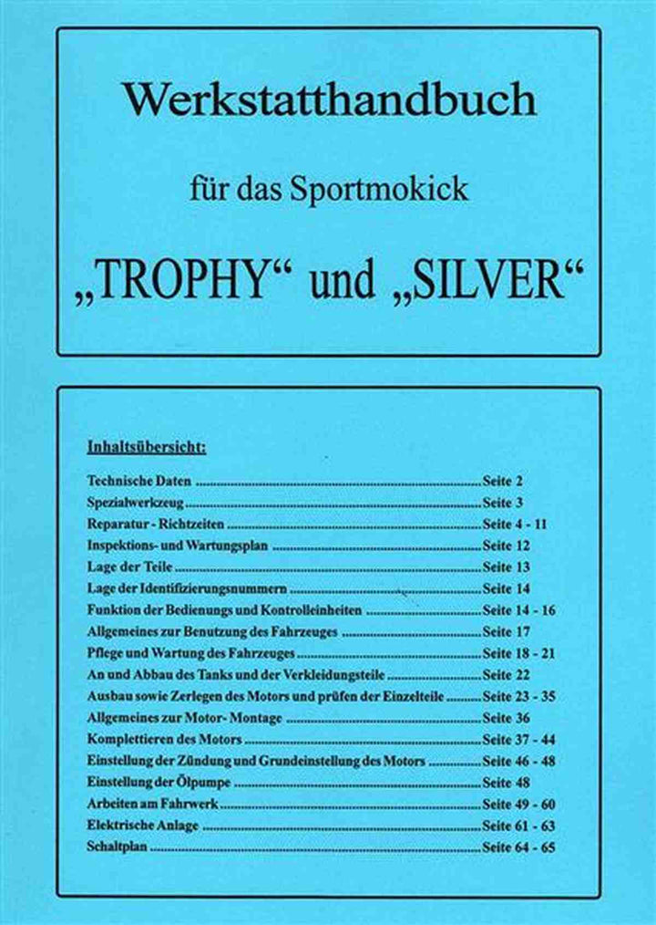 Macal Sportmokick Trophy und Silver Werkstatthandbuch, Buchcover