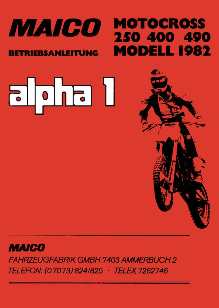 Maico Motocross 250 400 490 alpha 1 Betriebsanleitung, Buchcover