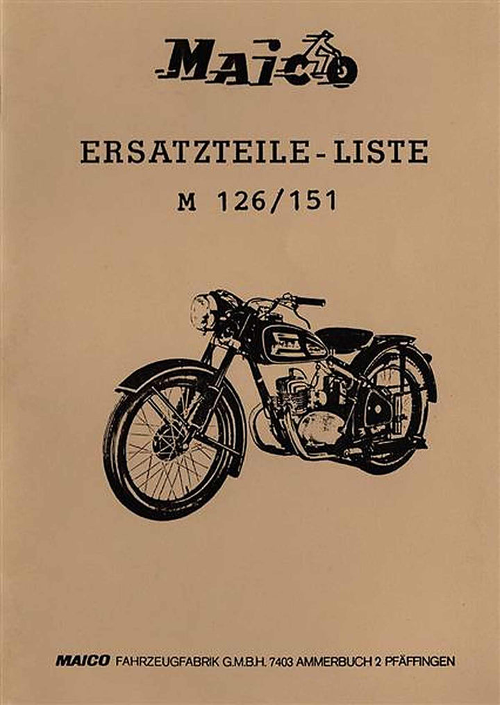 Maico M126 und M151 Ersatzteilkatalog, Buchcover