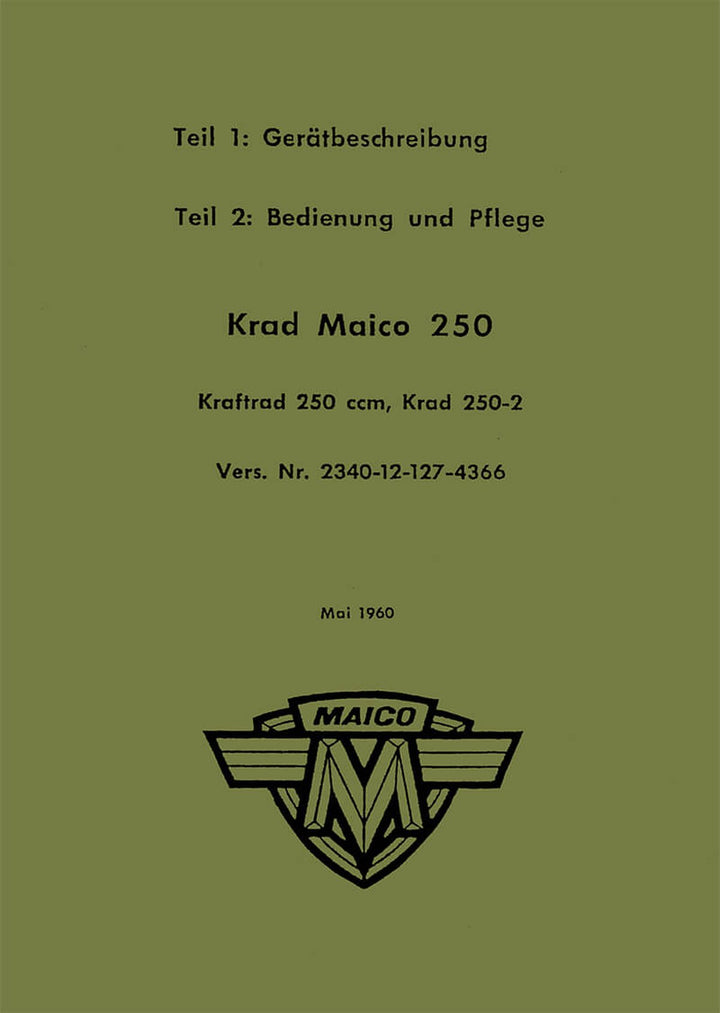 Maico M250-2 Betriebsanleitung, Buchcover
