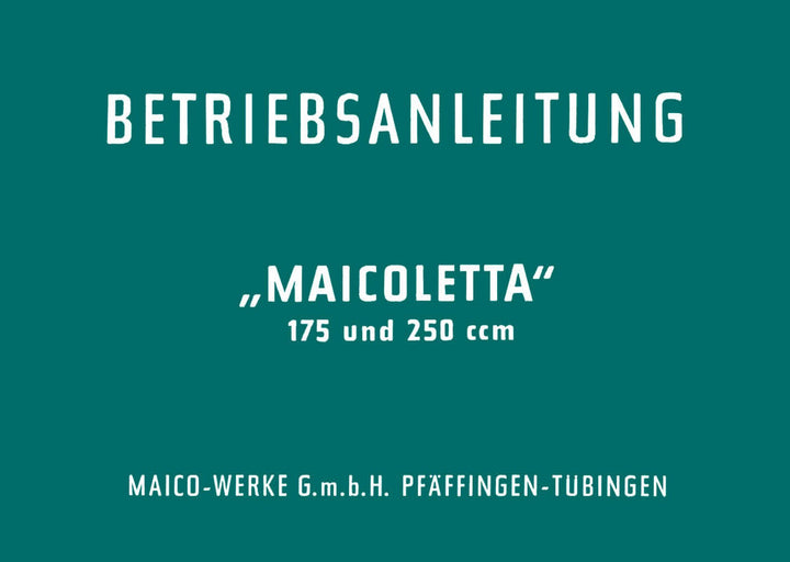 Maico Maicoletta Betriebsanleitung, Buchcover
