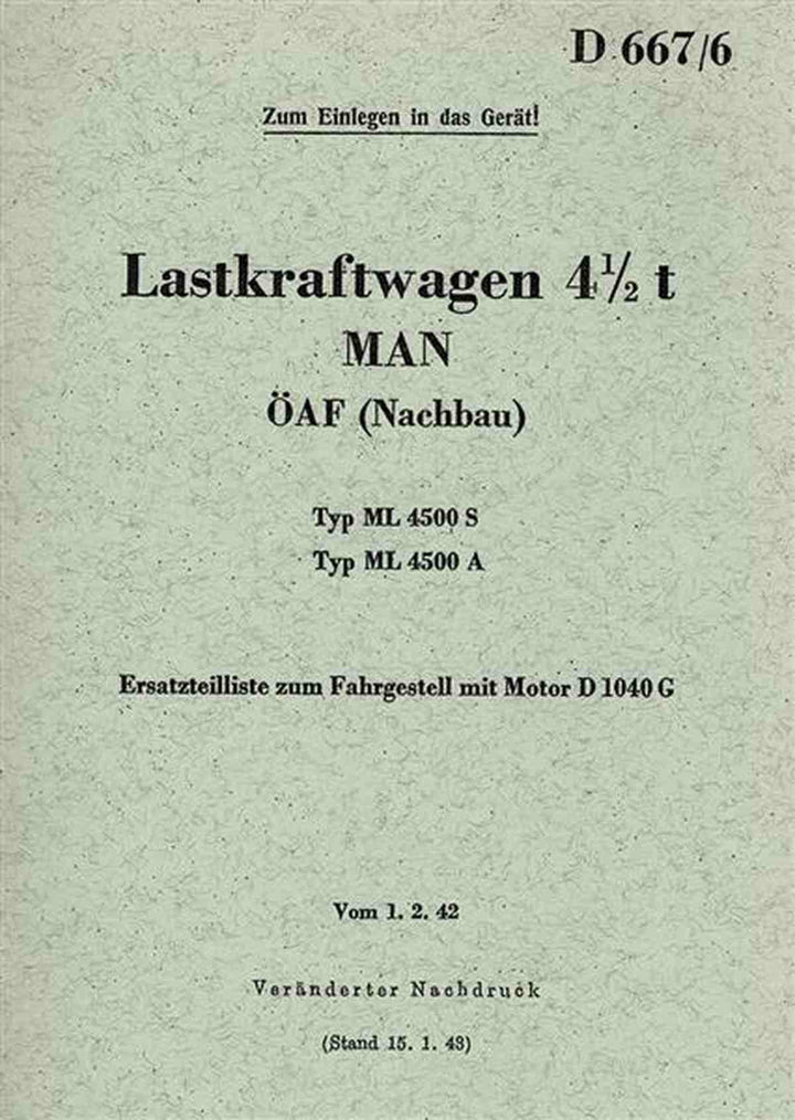 MAN Lastkraftwagen 4 1/2t Ersatzteilliste, Buchcover