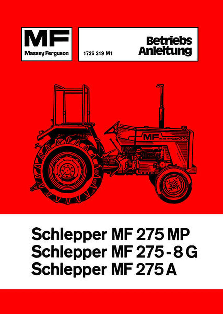 Massey-Ferguson MF275MP MF275-8G MF275A Betriebsanleitung, Buchcover