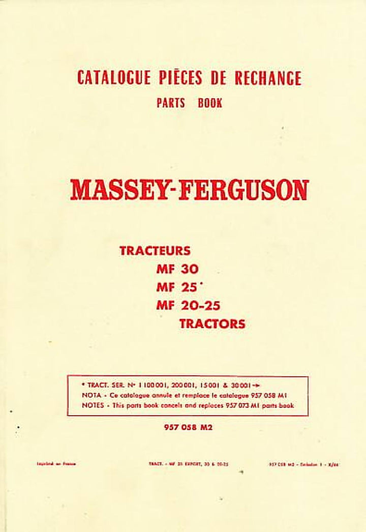Massey-Ferguson MF30 MF25 MF20-25 Ersatzteilkatalog, Buchcover