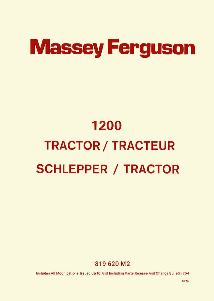 Massey-Ferguson MF1200 Ersatzteilkatalog, Buchcover