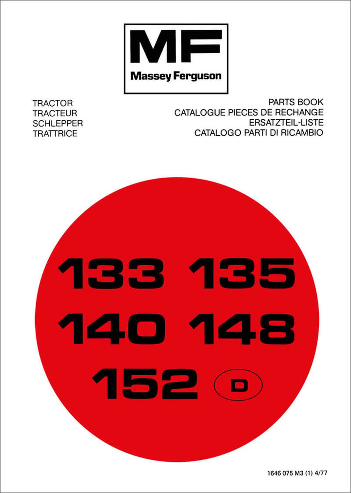 Massey-Ferguson MF133 MF135 MF140 MF148 MF152 Ersatzteilkatalog, Buchcover