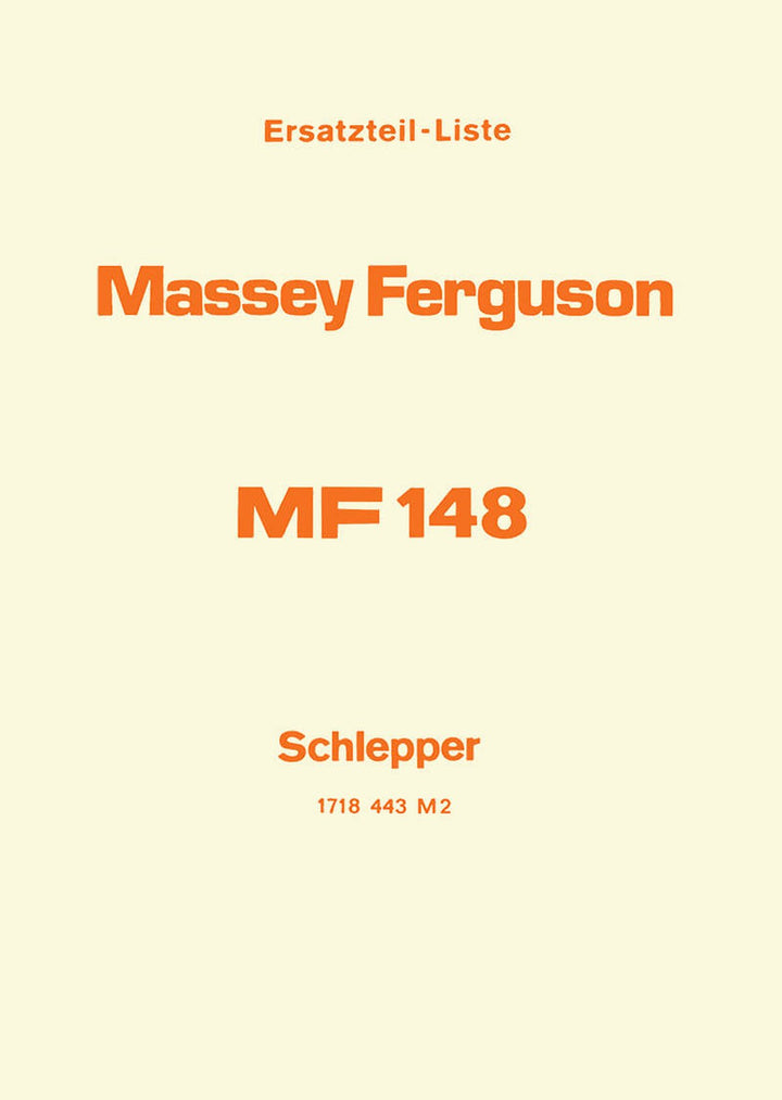 Massey-Ferguson MF148 Ersatzteilkatalog, Buchcover