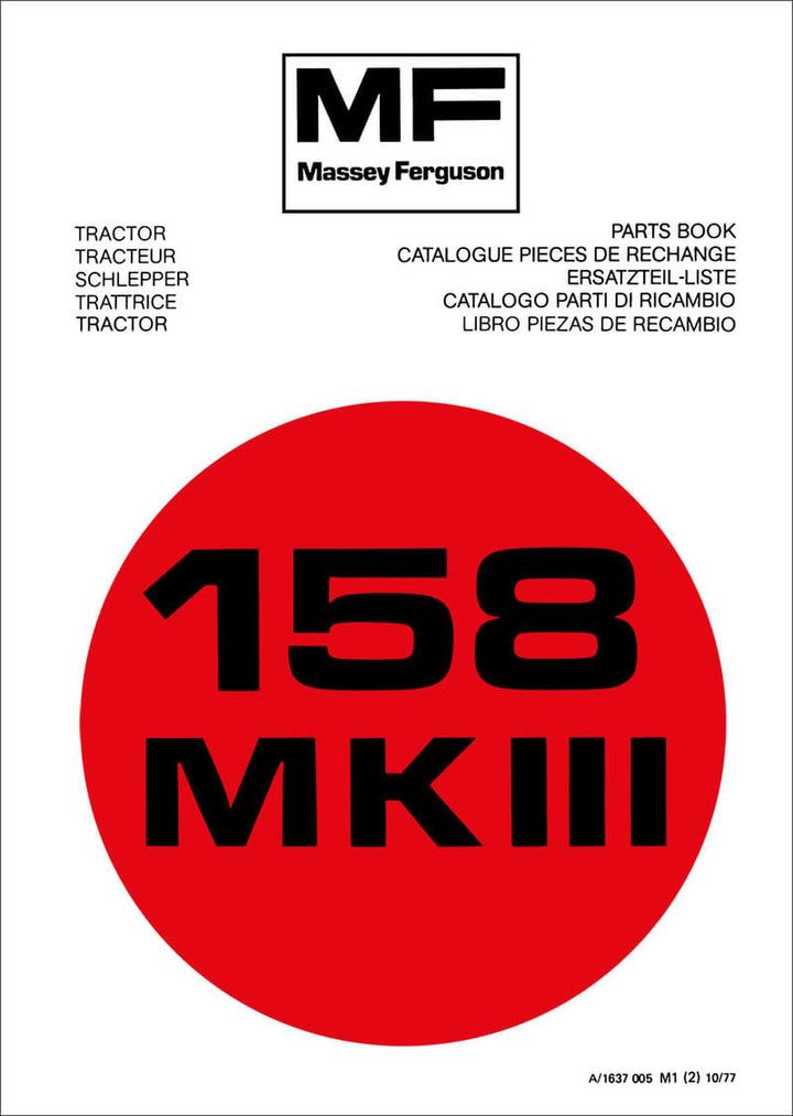 Massey-Ferguson MF158 MK3 Ersatzteilkatalog, Buchcover