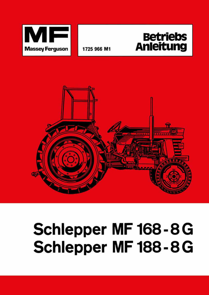 Massey-Ferguson MF168-8G und MF188-8G Betriebsanleitung, Buchcover