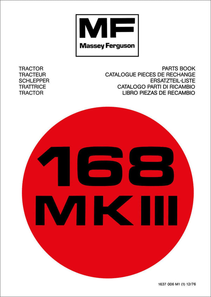 Massey-Ferguson MF168 MK3 Ersatzteilkatalog, Buchcover