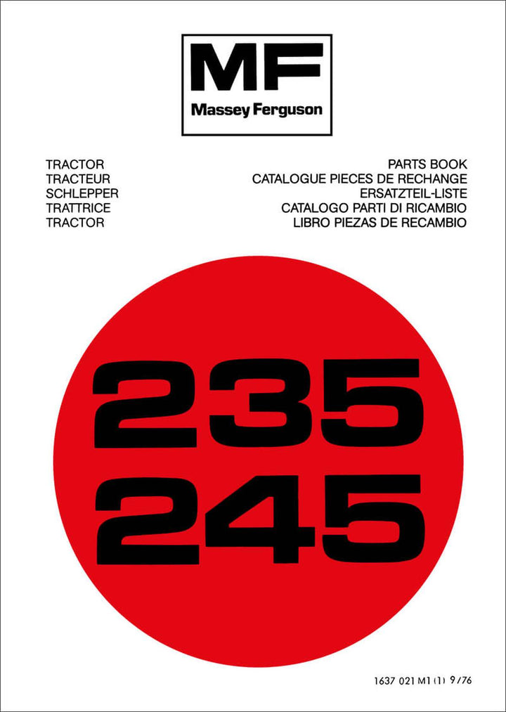 Massey-Ferguson MF235 und MF245 Ersatzteilkatalog, Buchcover