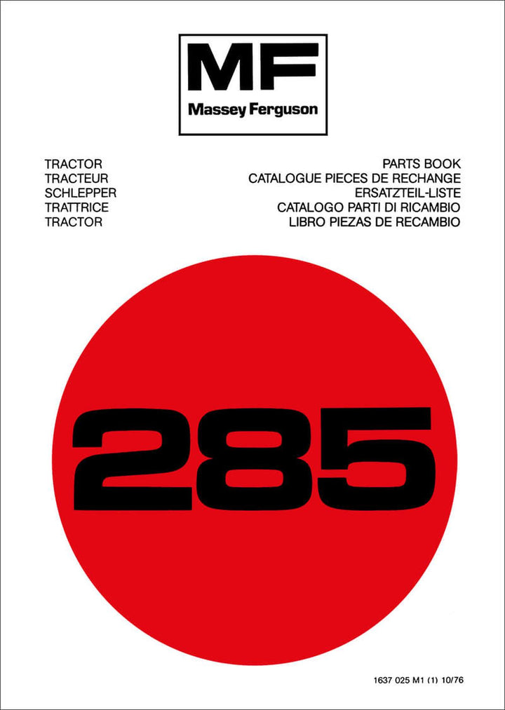 Massey-Ferguson MF285 Ersatzteilkatalog, Buchcover