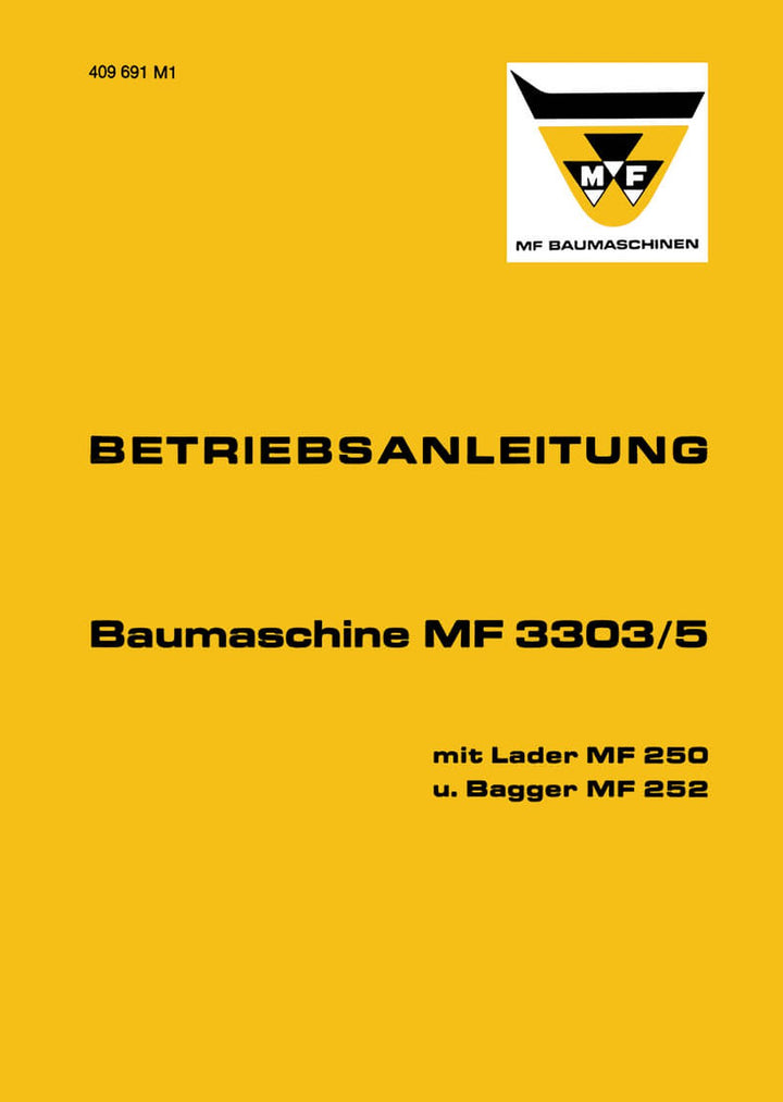 Massey-Ferguson MF3303/5 mit Lader MF250 und Bagger MF252 Betriebsanleitung, Buchcover