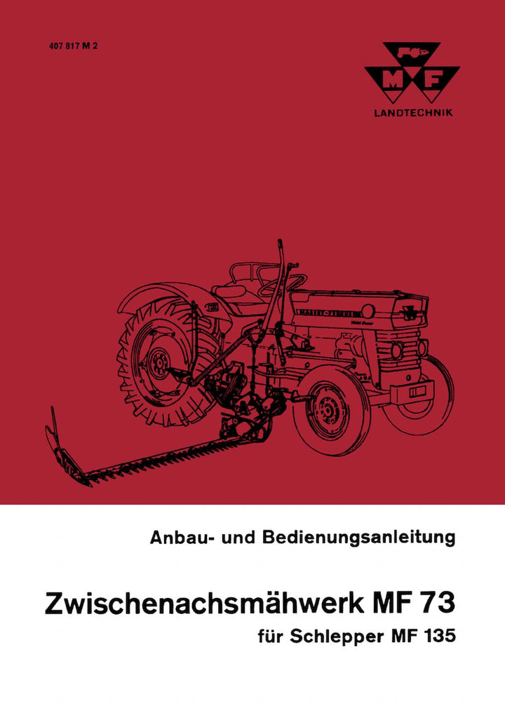 Massey-Ferguson Zwischenachsmähwerk MF73 für MF135 Betriebsanleitung, Buchcover