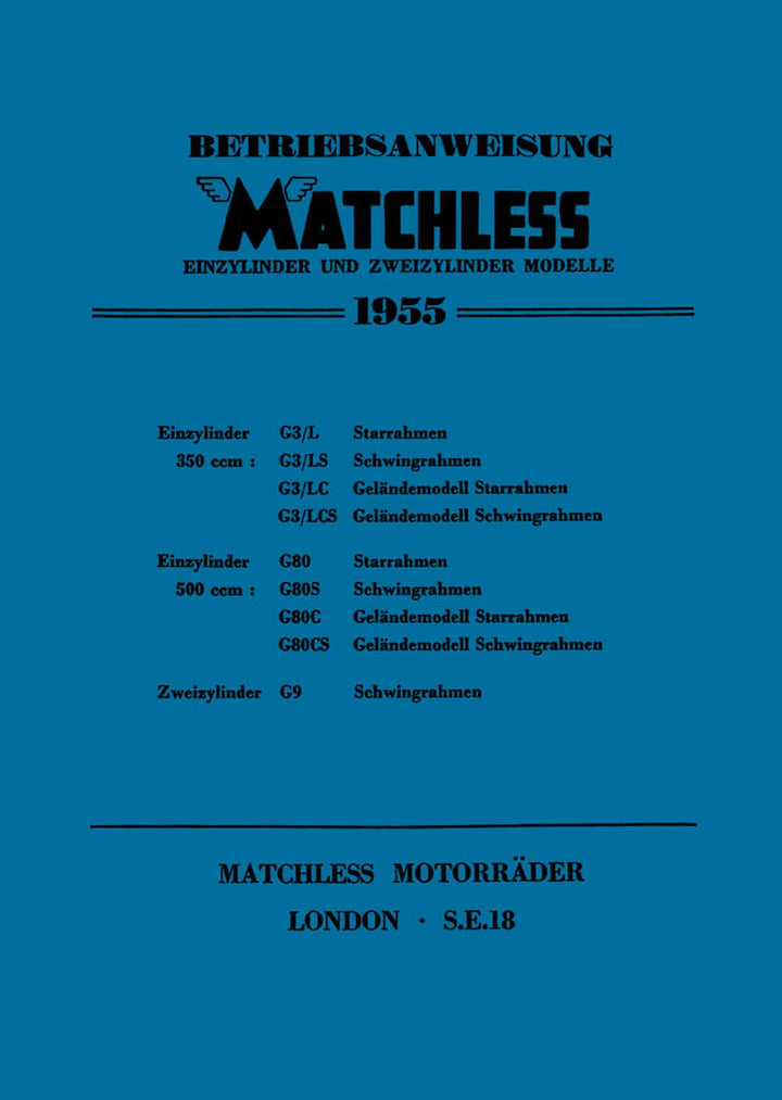 Matchless G3 G9 G80 Betriebsanleitung, Buchcover