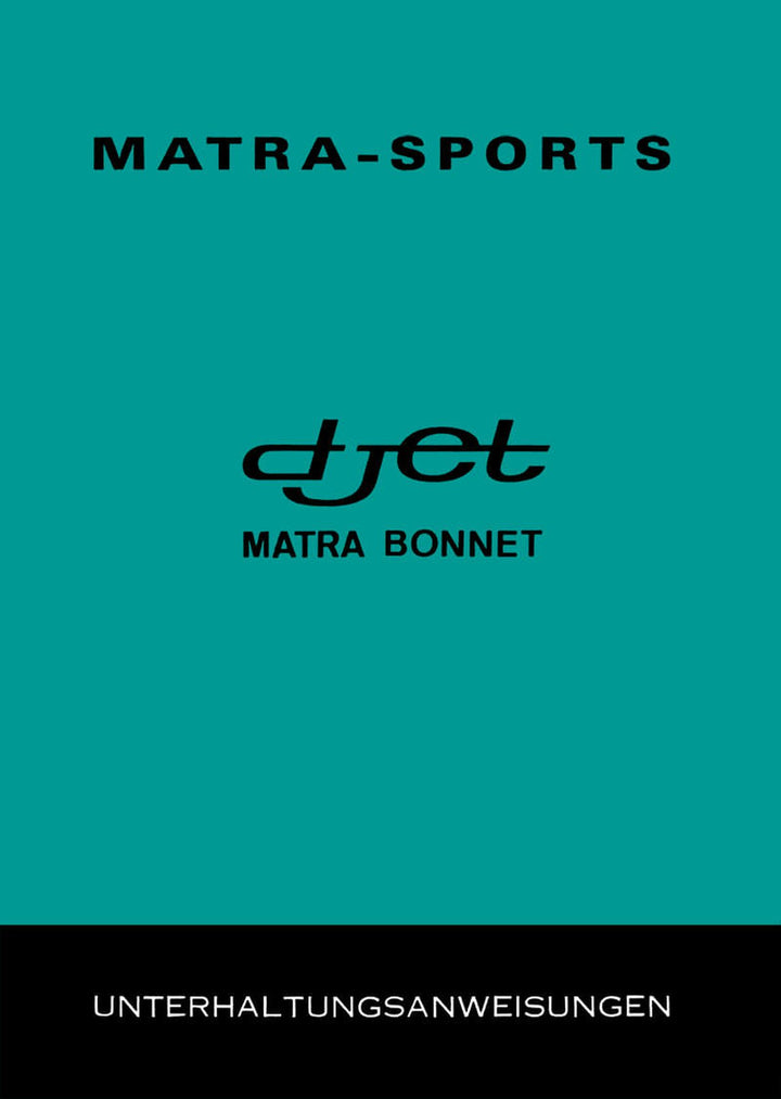 Matra Bonnet Djet Bedienungsanleitung, Buchcover