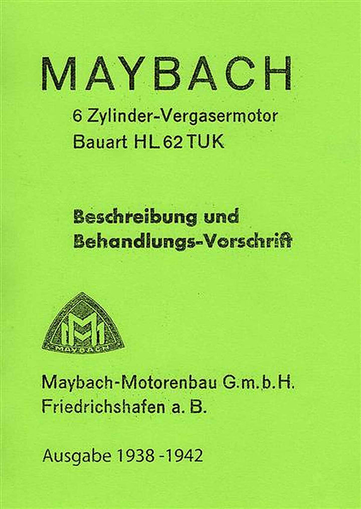 Maybach 6 Zylinder-Vergasermotor Behandlungs-Vorschrift, Buchcover