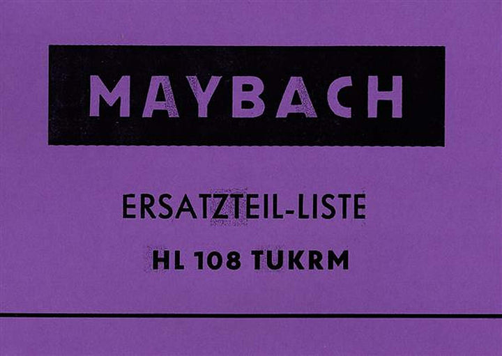 Maybach HL 108 TUKRM Ersatzteilkatalog, Buchcover