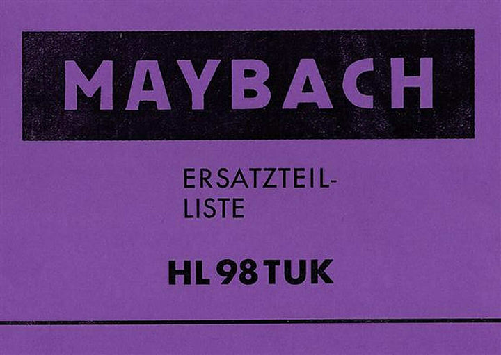 Maybach HL 98 TUK Ersatzteilliste, Buchcover