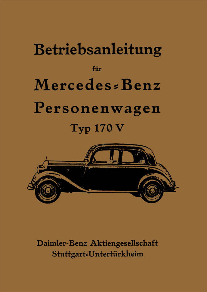 Mercedes Benz PersonenwagenTyp 170V Betriebsanleitung, Buchcover