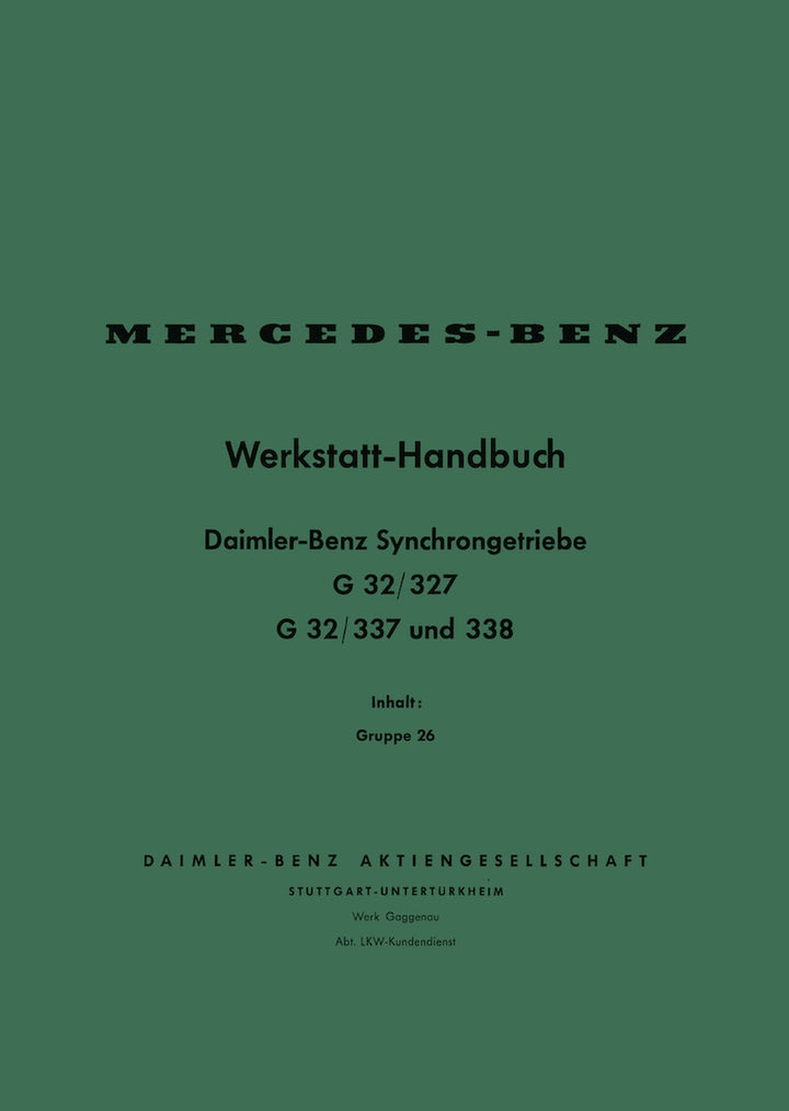 Mercedes-Benz G32/327, G32/337 und G32/338, Werkstatt-Handbuch, Buchcover