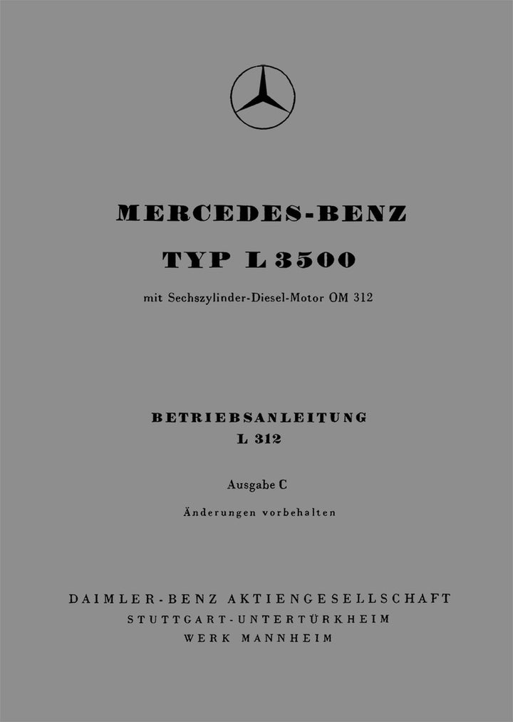 Mercedes Benz L 3500 Betriebsanleitung, Buchcover