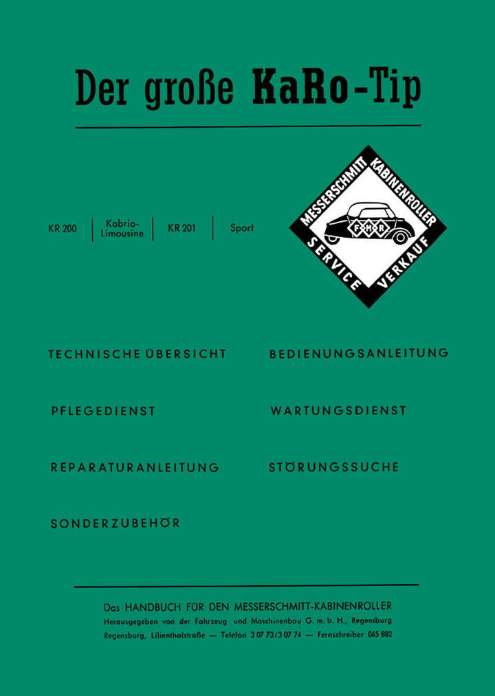 Messerschmitt KR200 und KR201 Sport - Der große KaRo-Tip, Buchcover