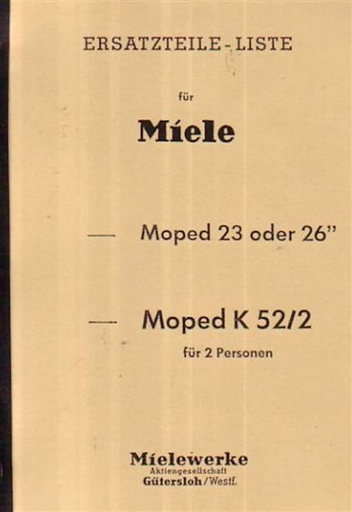 Miele K52/2 23 26 Ersatzteilkatalog, Buchcover