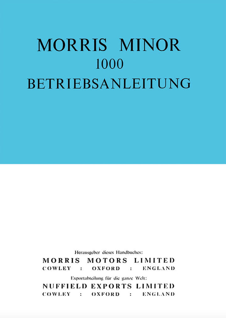 Morris Minor 1000 Betriebsanleitung, Buchcover