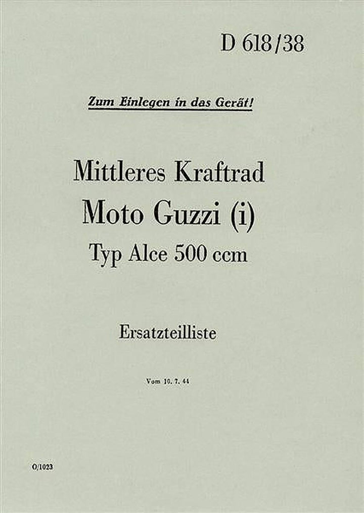 Moto Guzzi Alce 500 Ersatzteilkatalog, Buchcover