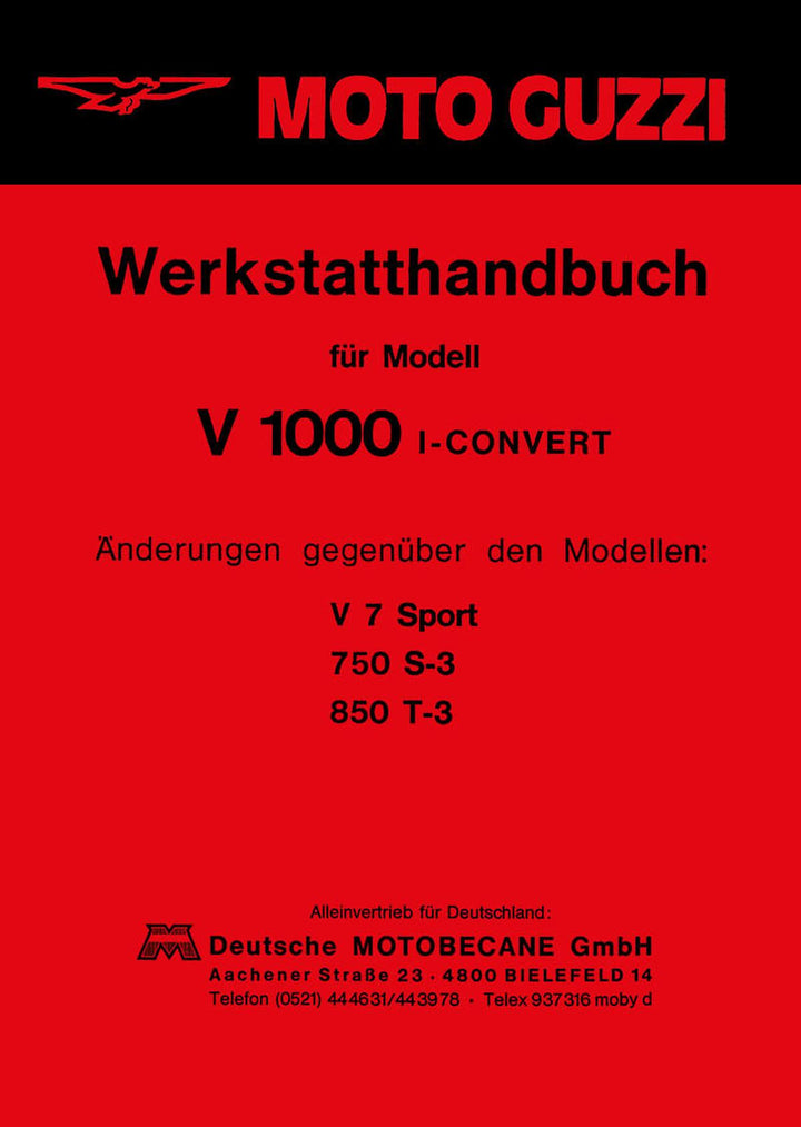 Moto Guzzi V1000 I-Convert Reparaturanleitung, Buchcover