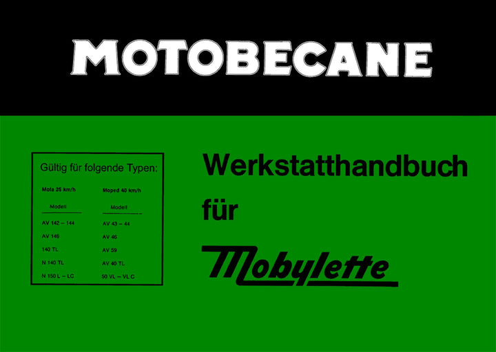 Motobecane Werkstatthandbuch für Mobylette, Buchcover