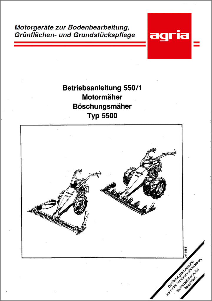 Agria 5500 Betriebsanleitung, Buchcover
