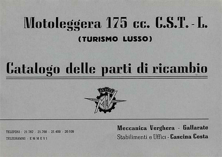 MV Agusta 175 ccm Ersatzteilkatalog, Buchcover