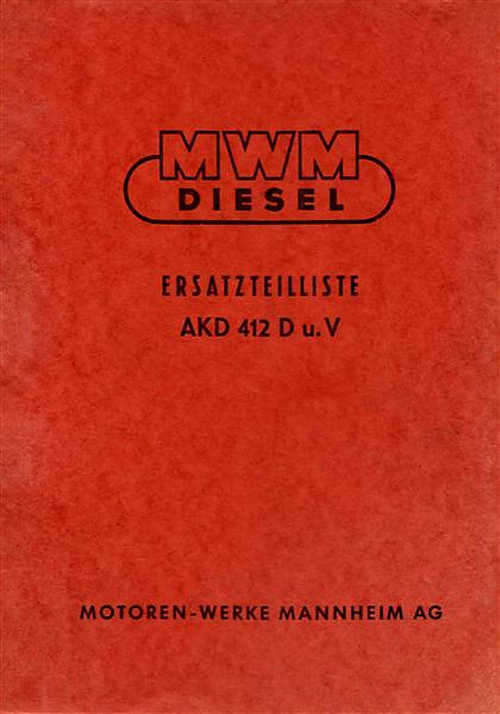 MWM AKD 412D und V Ersatzteilliste, Buchcover