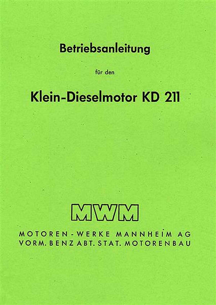 MWM KD 211 - Kombinierte Bedienungsanleitung und Ersatzteilliste, Buchcover