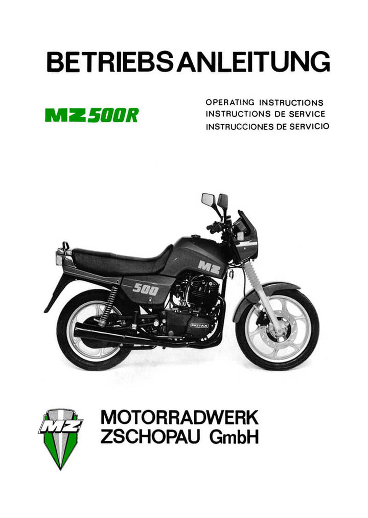 MZ 500 R Betriebsanleitung, Buchcover