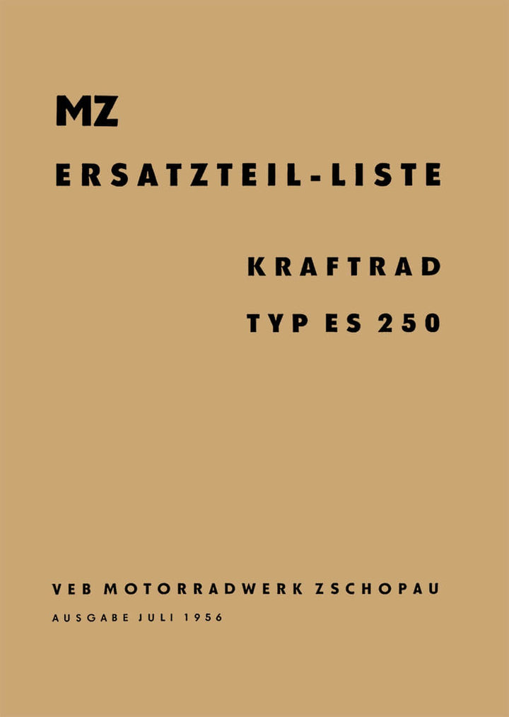 MZ ES250 Ersatzteilkatalog, Buchcover