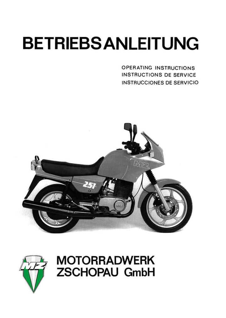 MZ ETZ 125, 150, 251, 301 Betriebsanleitung, Buchcover