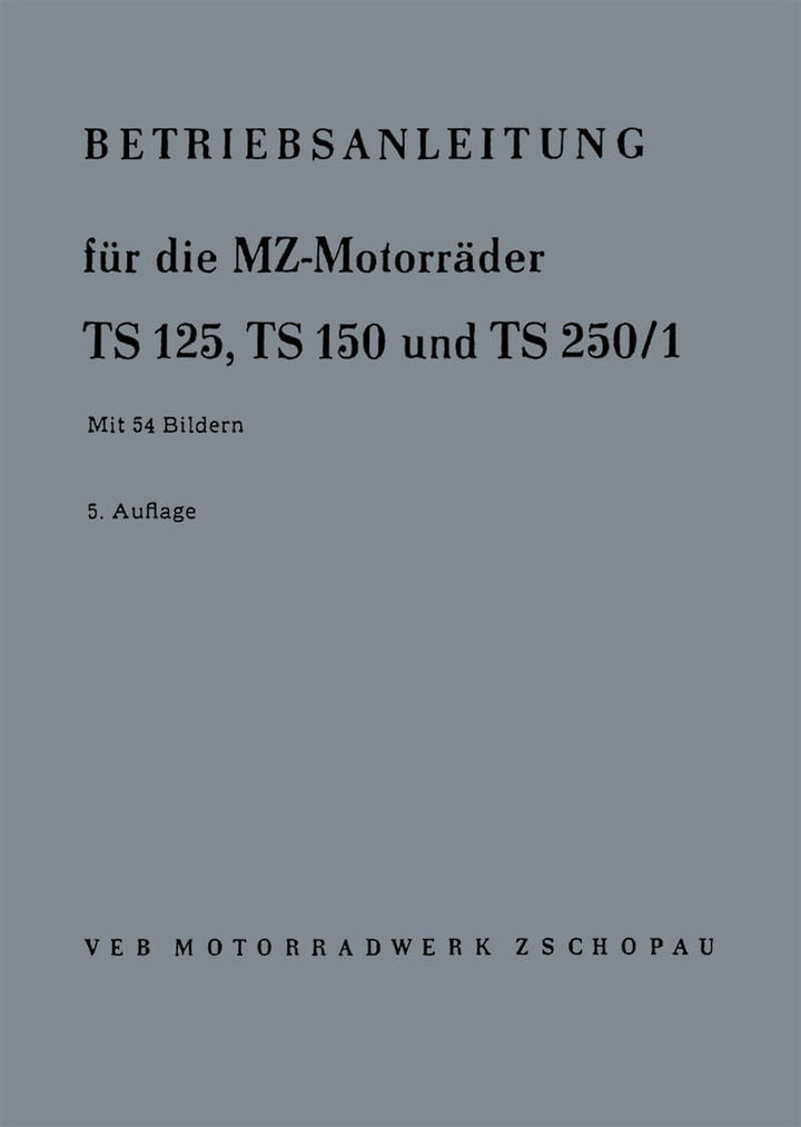MZ TS125 TS150 TS250/1 Betriebsanleitung, Buchcover