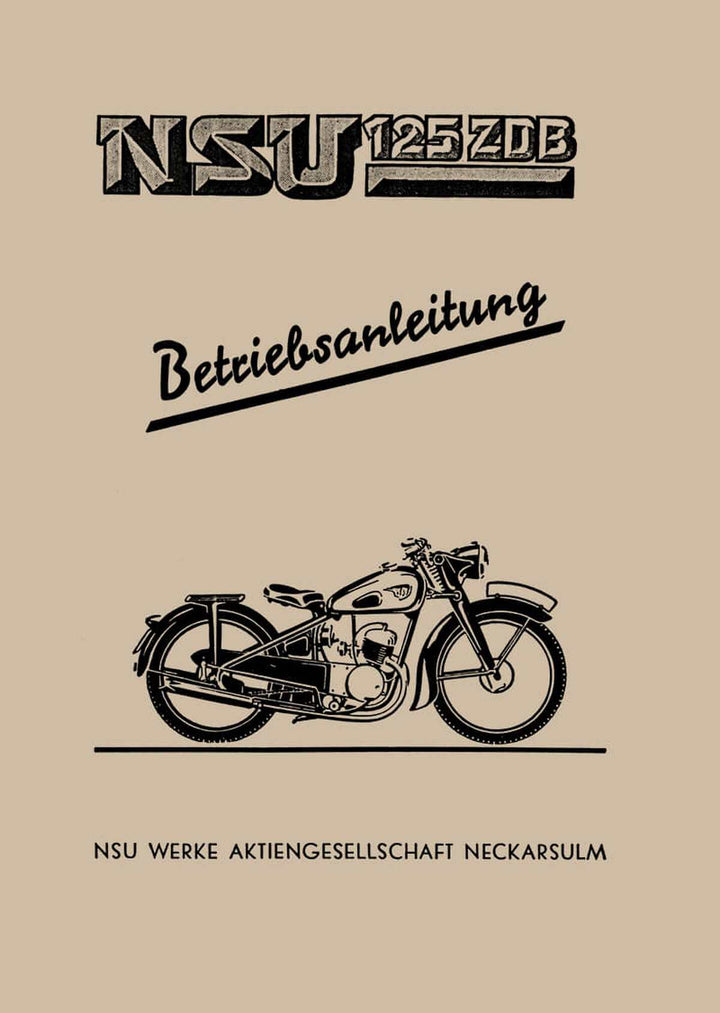 NSU 125ZDB Betriebsanleitung, Buchcover