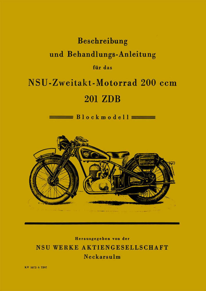 NSU 201ZDB Betriebsanleitung, Buchcover