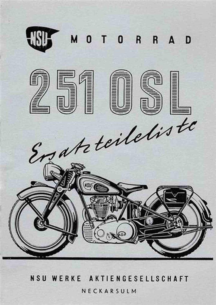 NSU 251OSL Ersatzteilkatalog, Buchcover