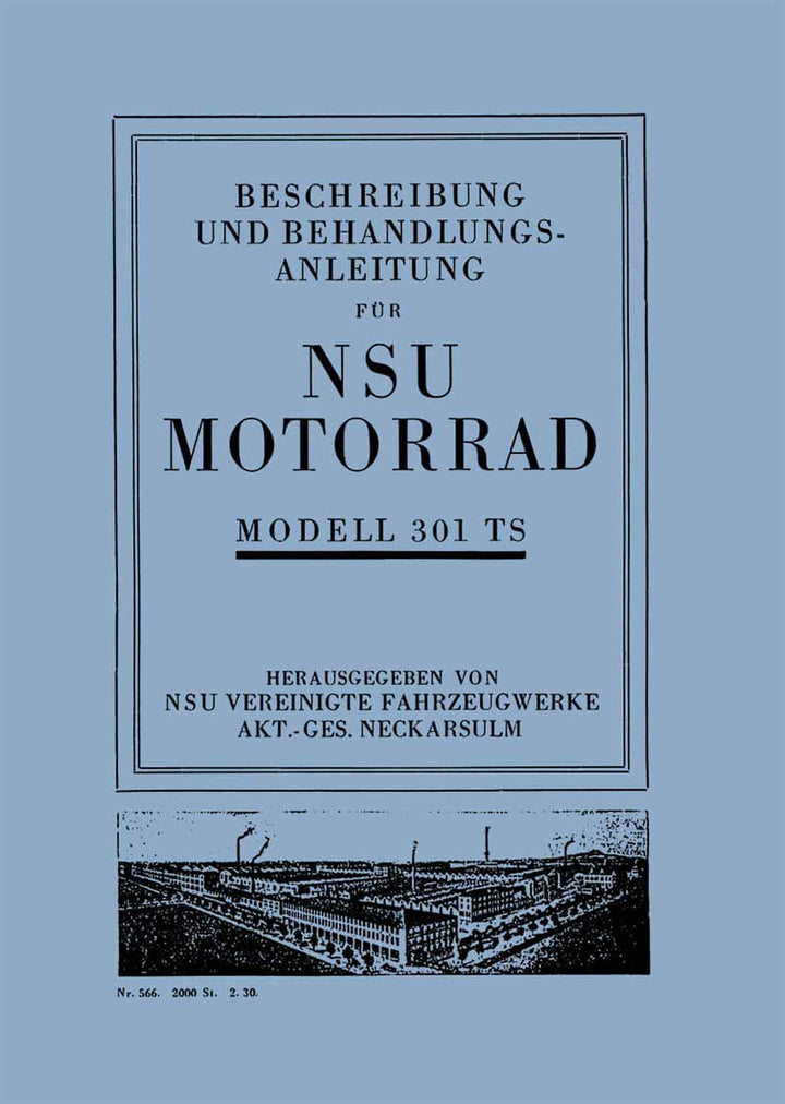 NSU 301TS Betriebsanleitung, Buchcover
