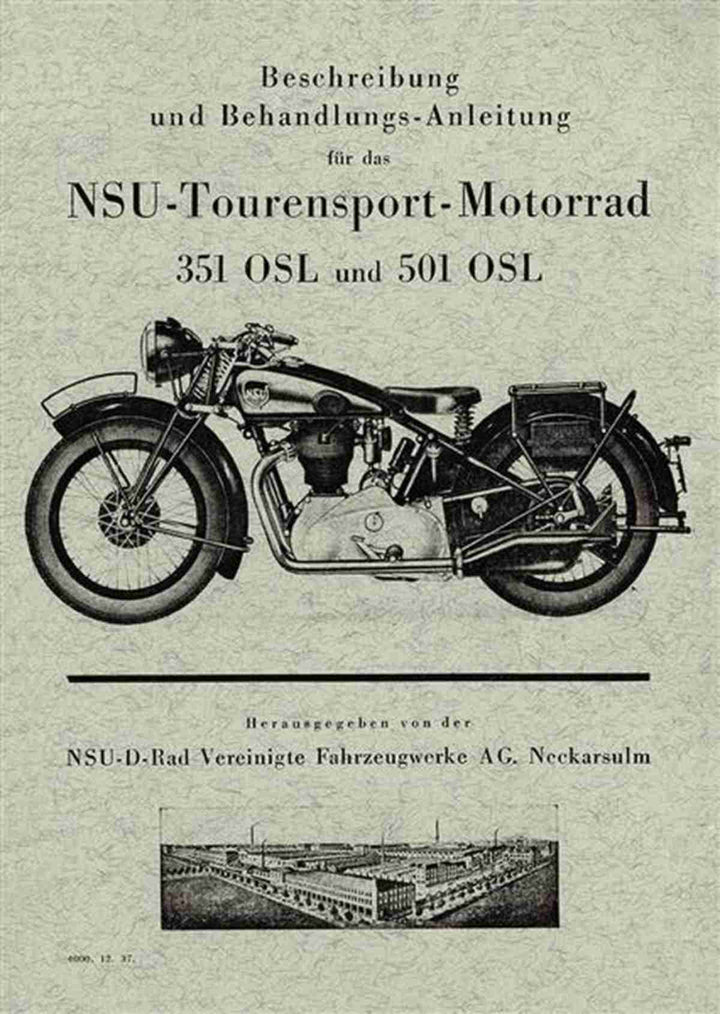 NSU 351OSL und 501OSL Betriebsanleitung, Buchcover