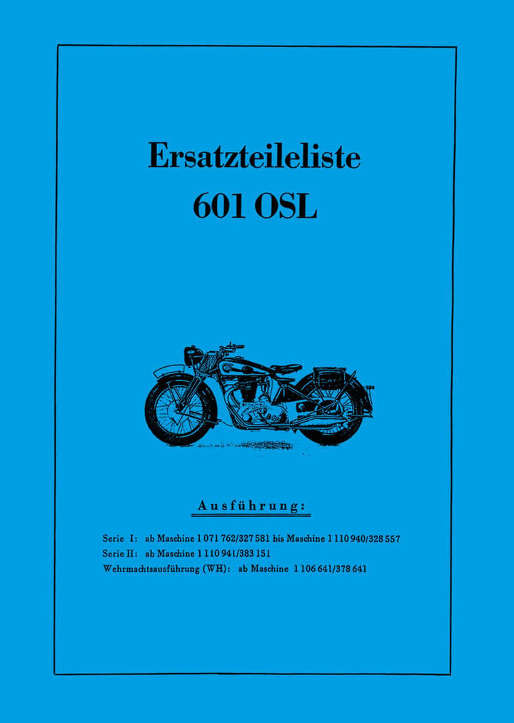 NSU 601OSL Serie I/II und WH 1939 Ersatzteilkatalog, Buchcover