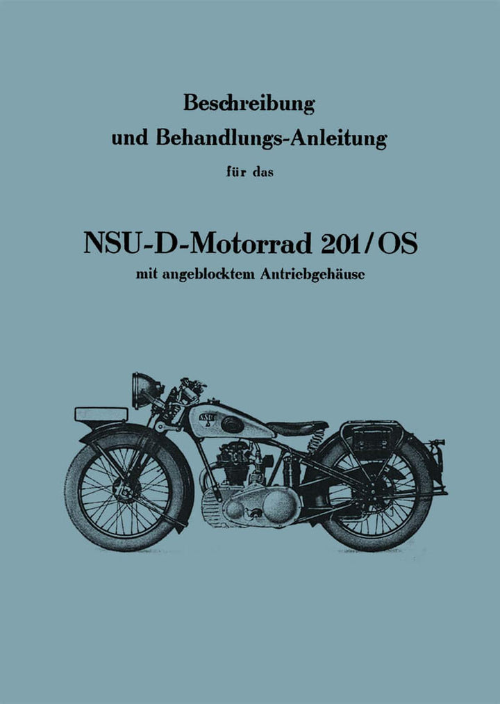 NSU D-201/OS Motorrad Betriebsanleitung, Buchcover