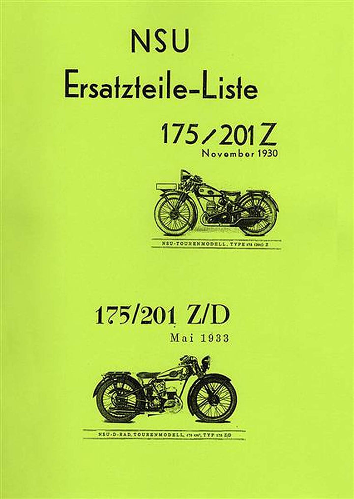 NSU Ersatzteilliste 175/201 Z und 175/201 Z/D, Buchcover